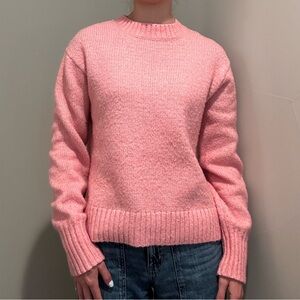 H&M Pink Crew Neck Sweater with Ribbed Knit